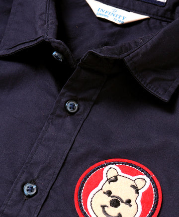 Infinity boys solid Navy L/S Shirt
